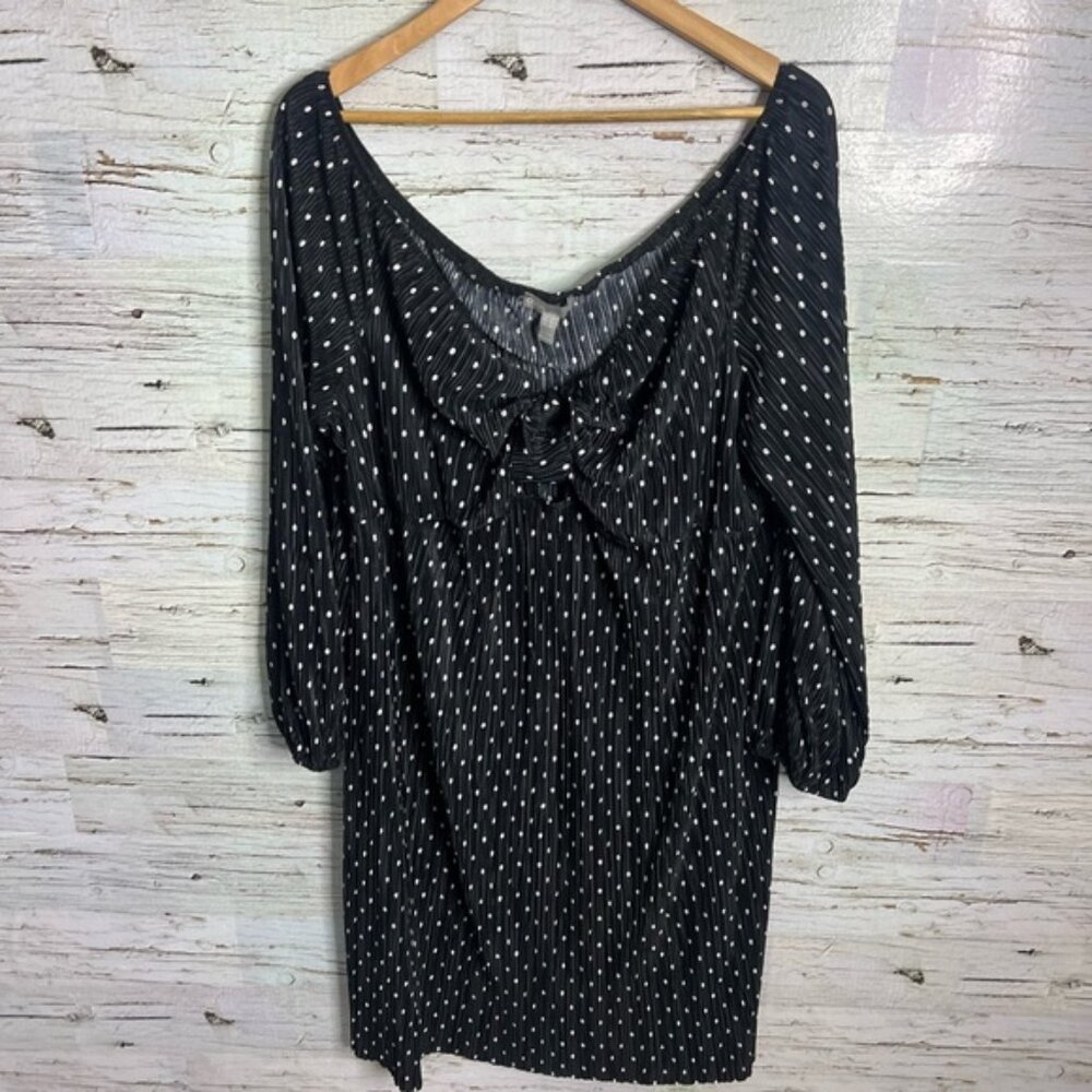 ASOS Designs Women Plus Polka Dot black white tye up Short Sleeve size 20